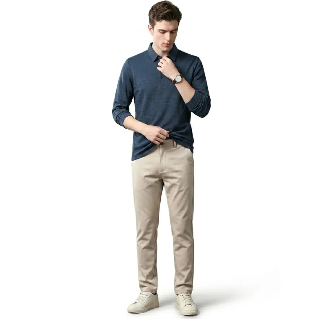 Men’s Long Sleeve Silk Ice Polo Shirt – Buy 1 Get 2 | Breathable Lightweight Casual Polo