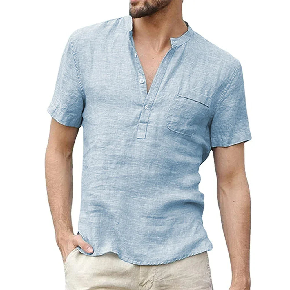 Men's Henley Cotton & Linen Shirt: Buy 1 Get 2!