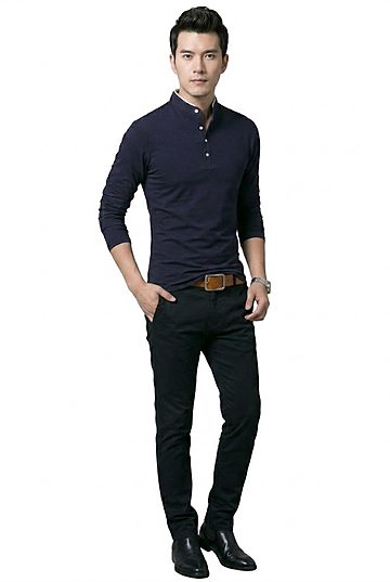Men's Long Sleeve Business Casual Polo Shirt