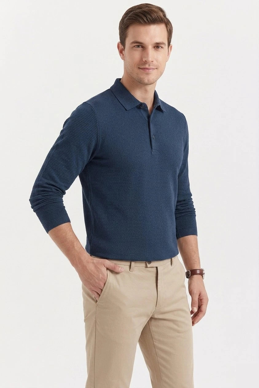 Men’s Long Sleeve Silk Ice Polo Shirt – Buy 1 Get 2 | Breathable Lightweight Casual Polo