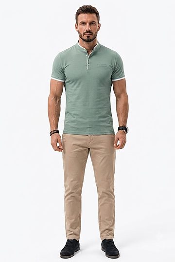 Men's Short Sleeve Stand-Up Collar Polo Shirt