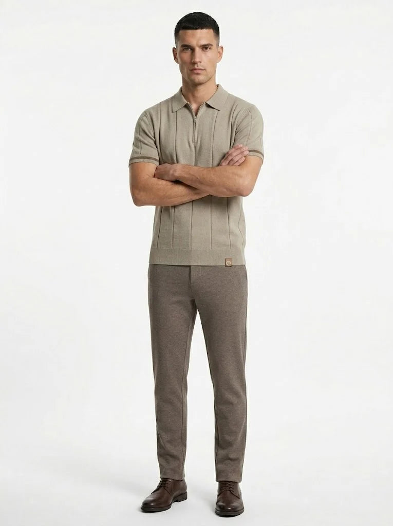 Men's Solid Colour Sport Zipper Polo Shirt