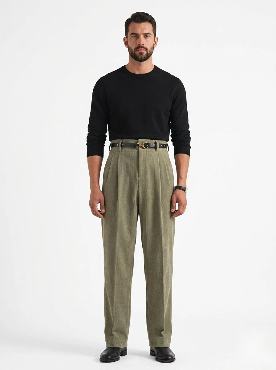 Men’s Vintage Corduroy High Waist Pants
