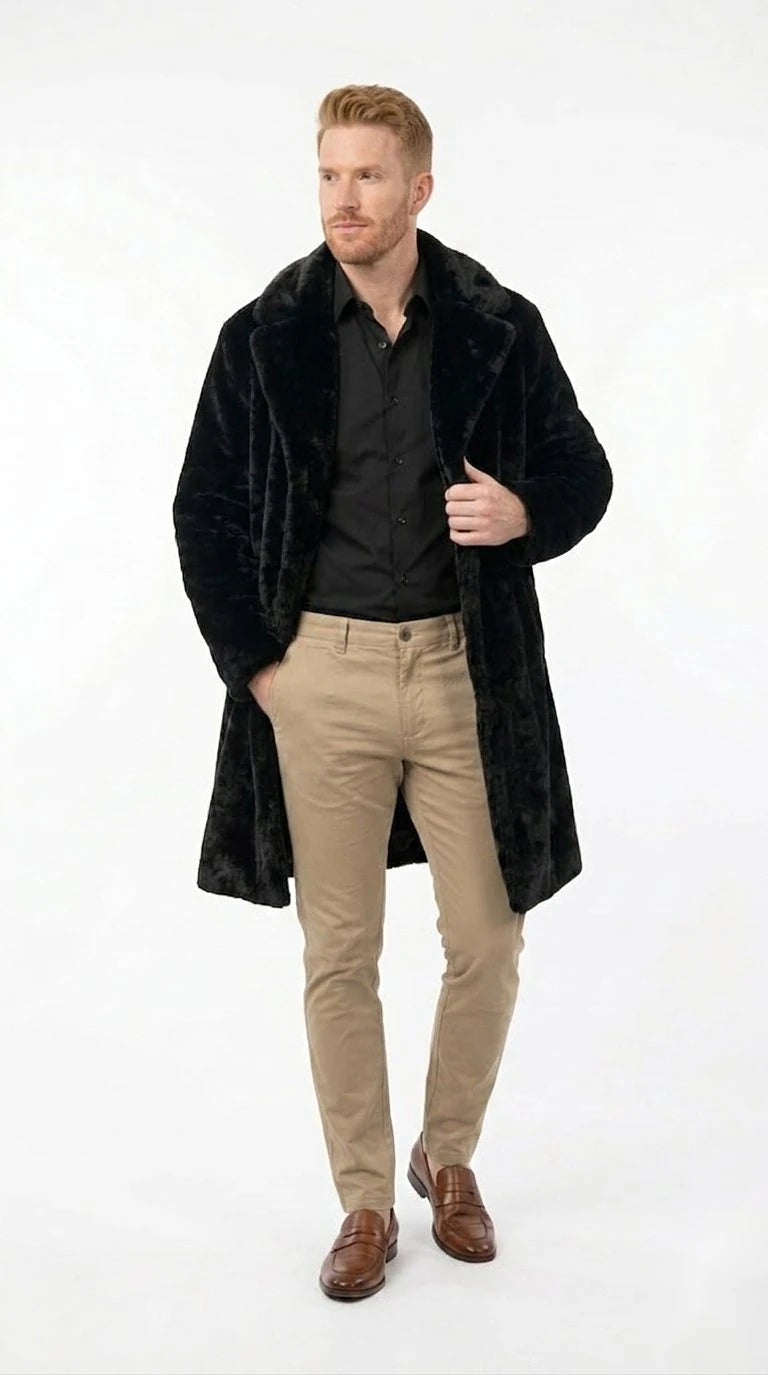 Men's Luxury Mink Fur Formal Coat